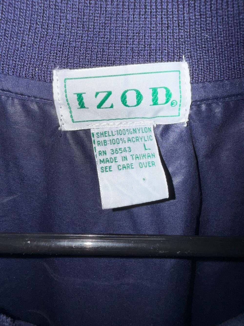 Vintage Men's IZOD Jacket Pullover Classic Shell Navy Blue Windbreaker Golf LG - Picture 2 of 3